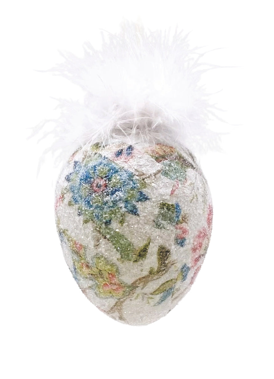 Decoupage Egg Ornament - Medium, Jacobean Floral