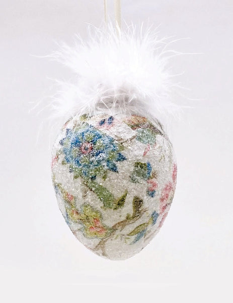 Decoupage Egg Ornament - Large, Jacobean Floral