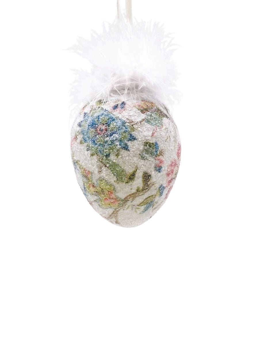 Decoupage Egg Ornament - Small, Jacobean Floral