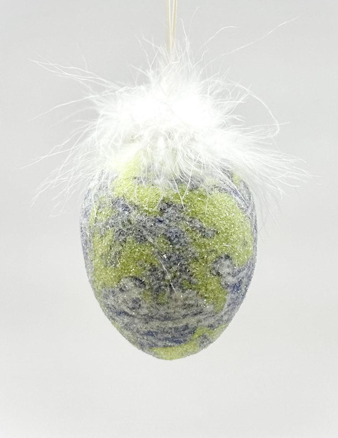 Decoupage Egg Ornament - Large, Lime Toile