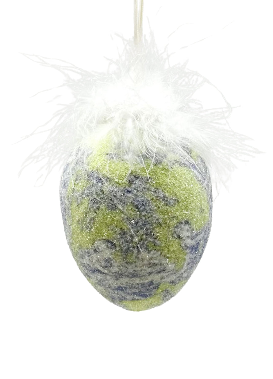 Decoupage Egg Ornament - Large, Lime Toile
