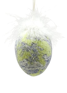 Decoupage Egg Ornament - Large, Lime Toile