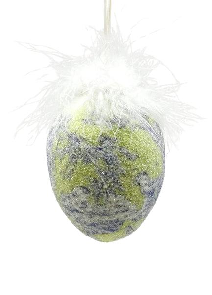 Decoupage Egg Ornament - Large, Lime Toile