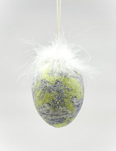 Decoupage Egg Ornament - Medium, Lime Toile