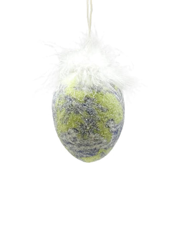 Decoupage Egg Ornament - Medium, Lime Toile