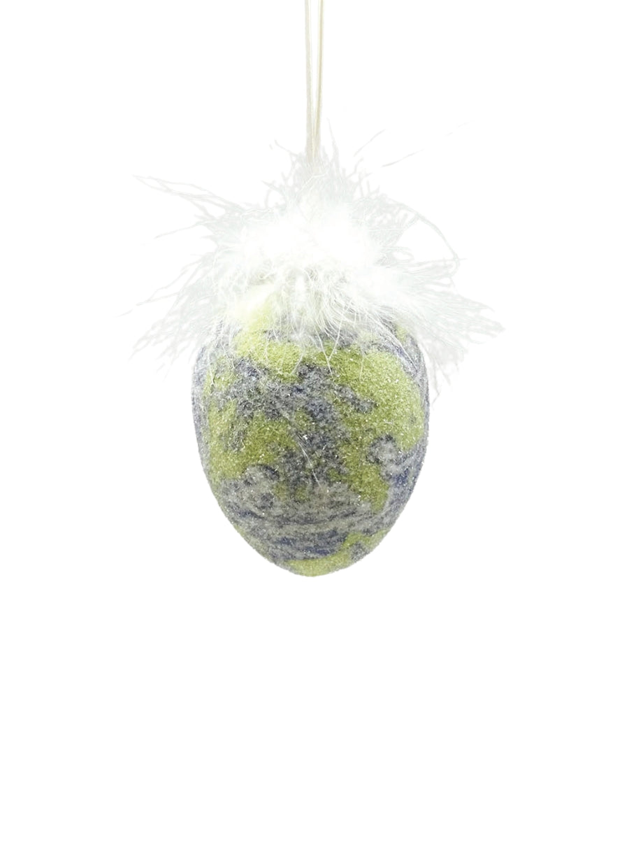 Decoupage Egg Ornament - Small, Lime Toile