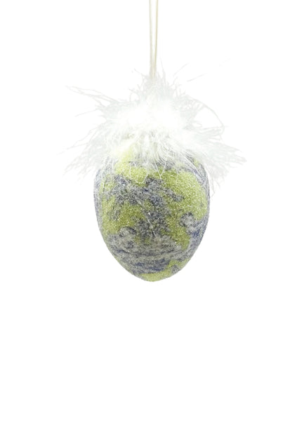 Decoupage Egg Ornament - Small, Lime Toile