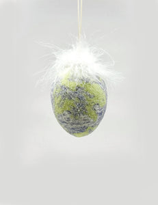 Decoupage Egg Ornament - Small, Lime Toile