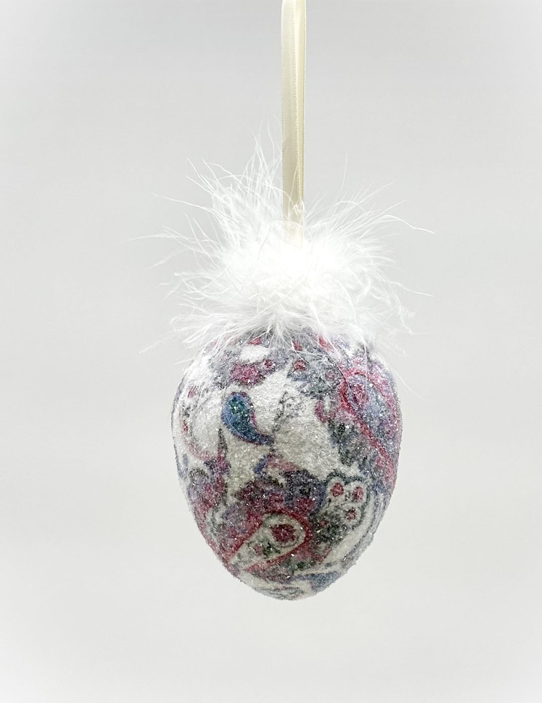 Decoupage Egg Ornament - Medium, Multi-Color Paisley