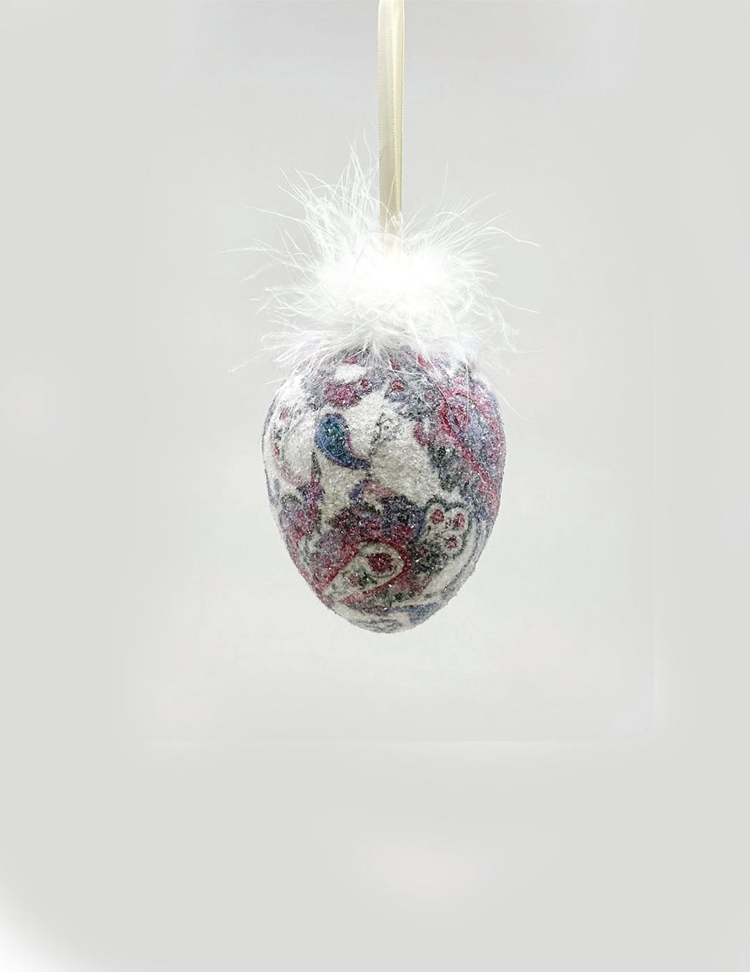 Decoupage Egg Ornament - Small, Multi-Color Paisley