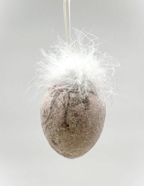 Decoupage Egg Ornament - Large, Pink Blossom