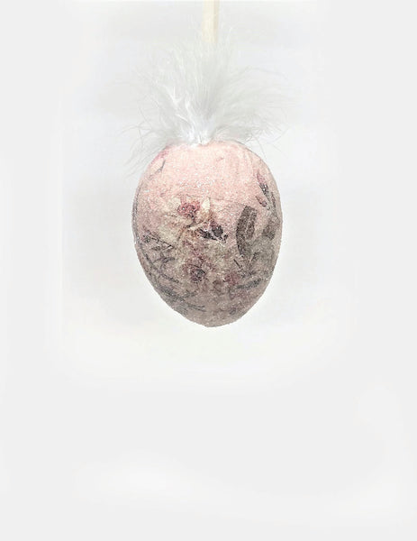 Decoupage Egg Ornament - Small, Pink Blossom