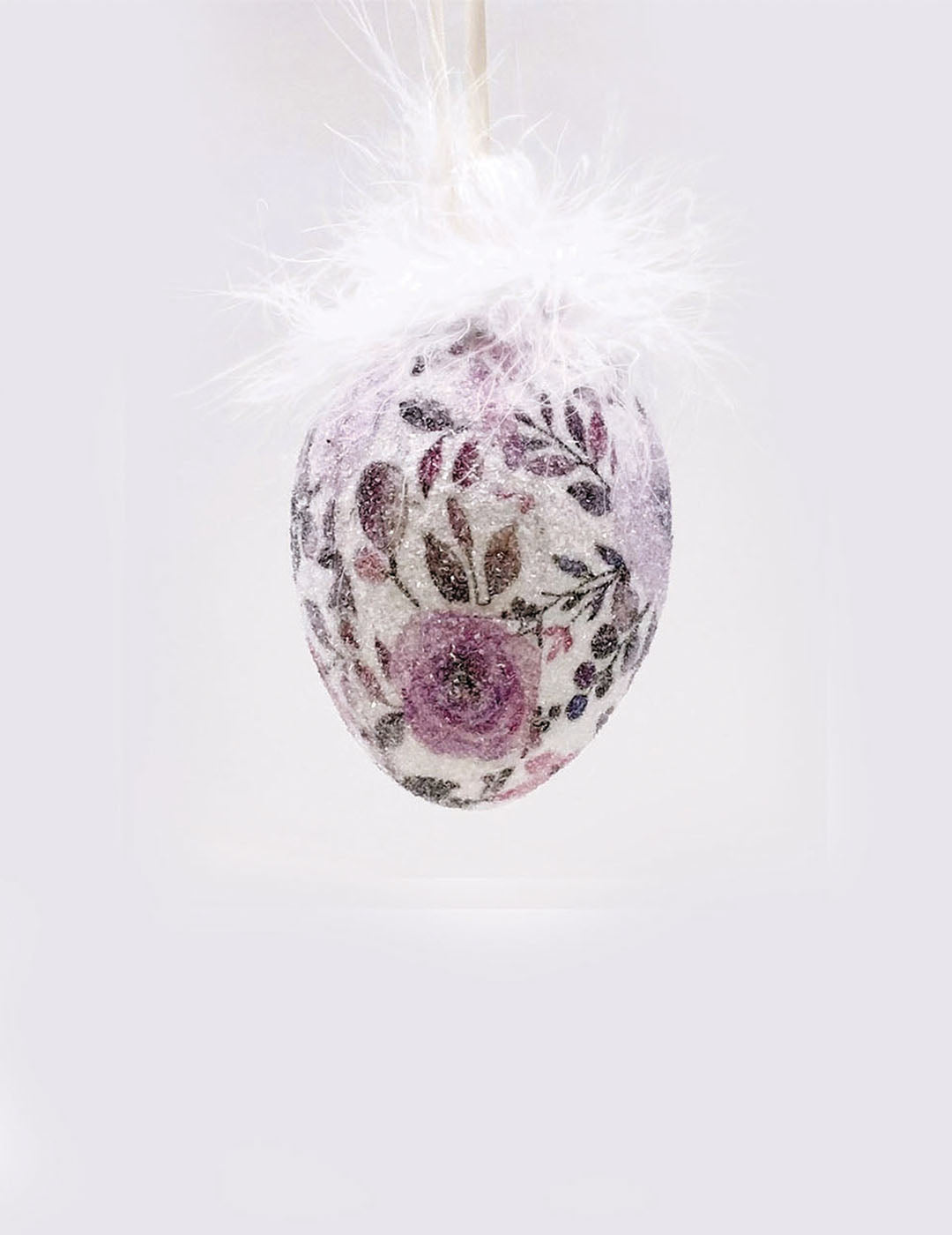 Decoupage Egg Ornament - Medium, Purple Floral