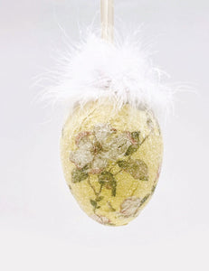 Decoupage Egg Ornament - Medium, Yellow Floral