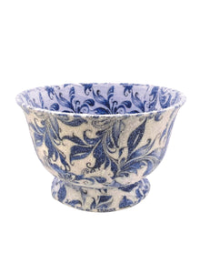 Footed Decoupage Bowl - Chinoiserie, Blue & White