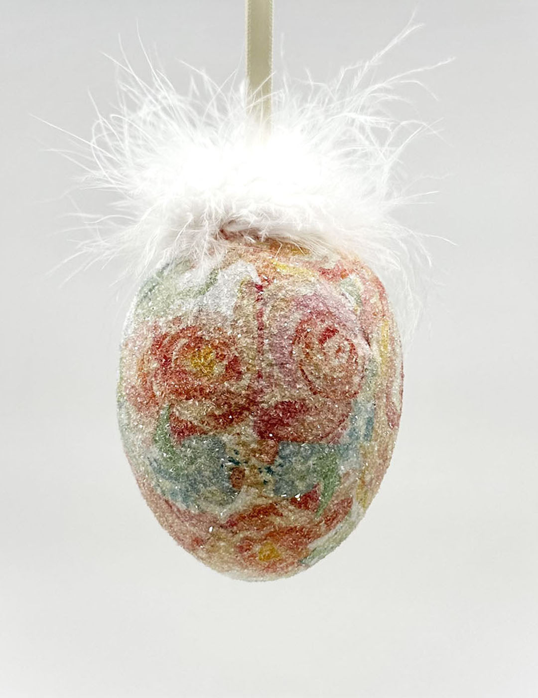 Decoupage Egg Ornament - Large, Watercolor Floral