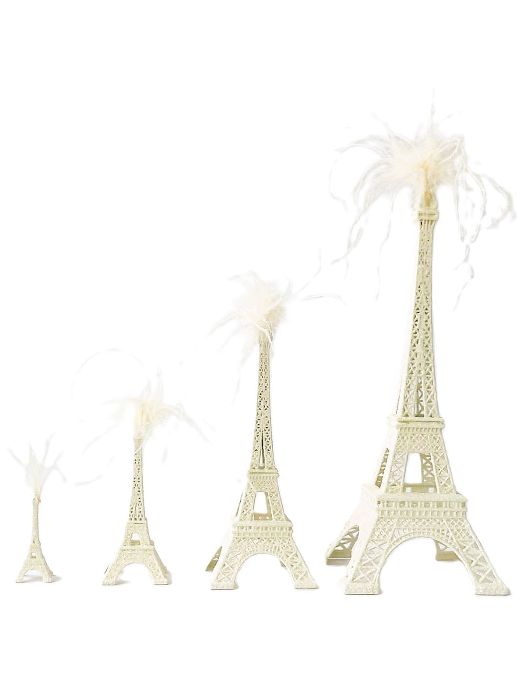 Eiffel Tower - Mini, Cream, Feathers
