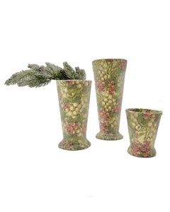 Berry Julep Vase - Medium, Decoupage, Earth Tones