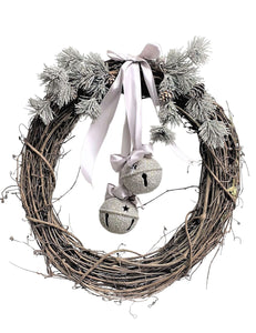 Twig 18" Wreath with Bells - Silver