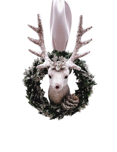 Holly Stag Ornament -  Mocha
