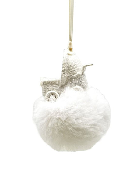 Buggy on Pouf Ornament - Cream, Eggshell Fur