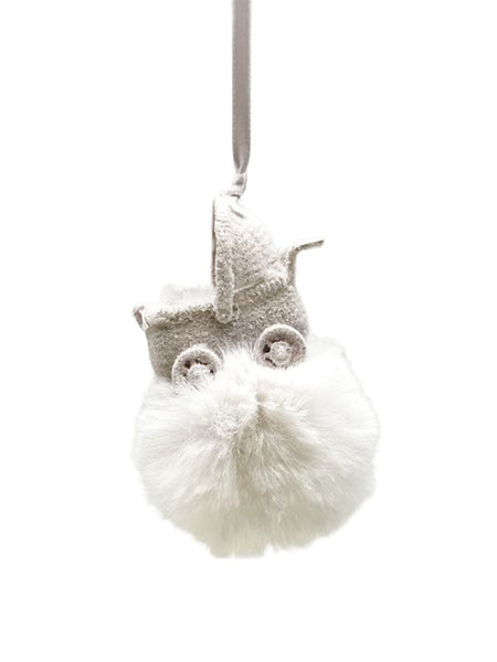 Buggy on Pouf Ornament - White, Eggshell Fur