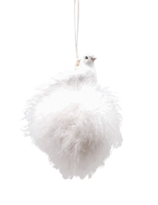 Dove on Feather Pouf Ornament - White