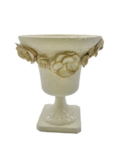 Pedestal Vase with Blossom - Cream & Gold
