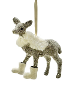 Dancer Deer with Boots Ornament - Silver