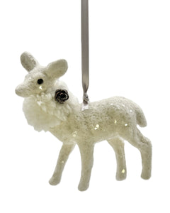 Dancer Deer Ornament - Cream, Sherpa Fur