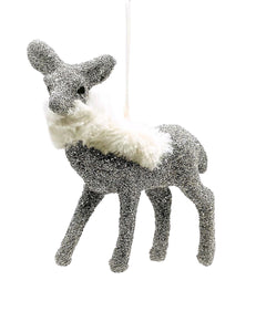 Dancer Deer Ornament - Silver, Bisque Fur