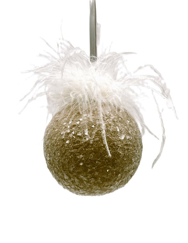 Bauble Ornament -  Small, Fawn, Ostrich Feathers