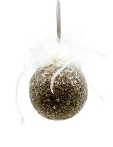 Bauble Ornament - Small, Mocha, Ostrich Feathers