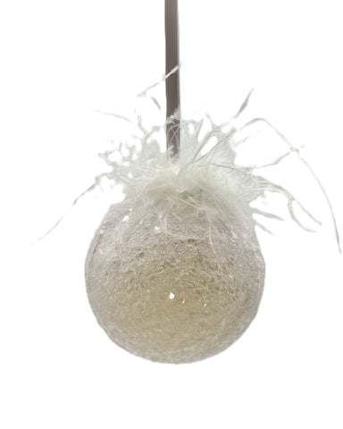 Bauble Ornament, Small - Pink, Ostrich Feathers