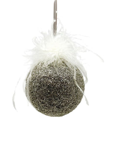 Bauble Ornament - Small, Silver, Ostrich Feathers