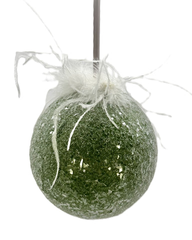 Bauble Ornament, Large - Clover, Ostrich Feathers