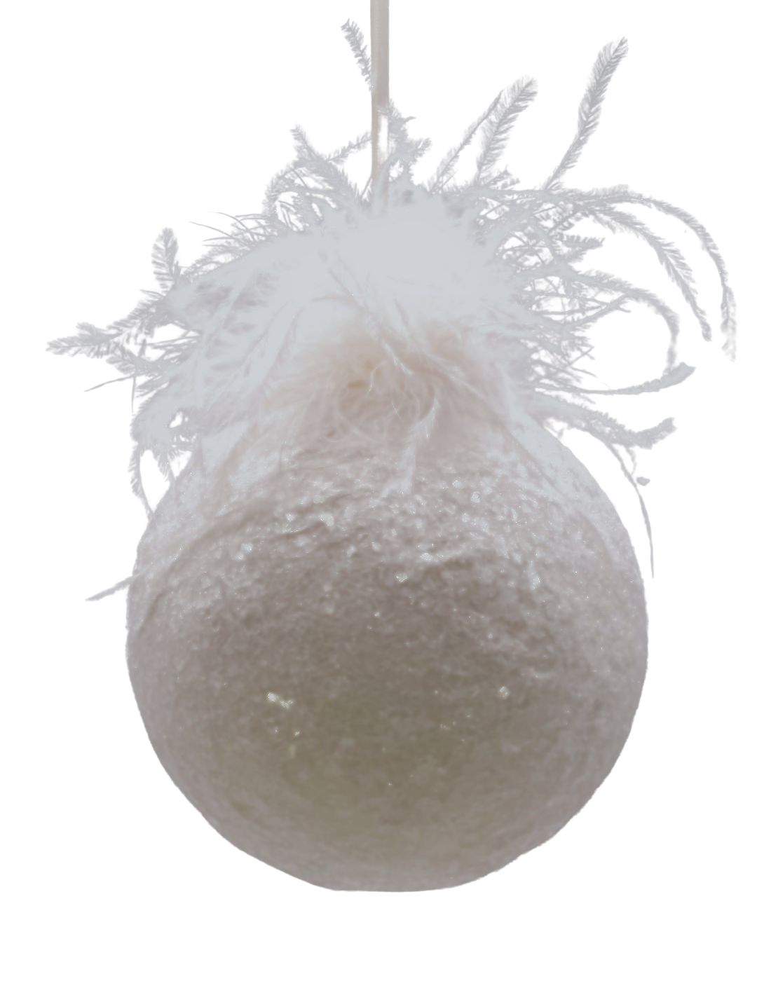 Bauble Ornament -  Large, Cream, Ostrich Feathers