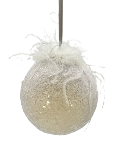 Bauble Ornament, Large - Pink, Ostrich Feathers