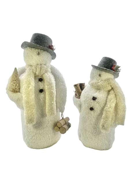 Frosty Snowman with White Hat - Medium, White Sherpa Fur