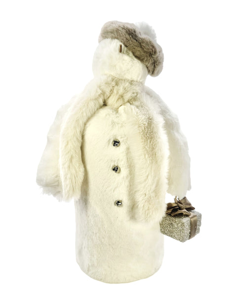 Frosty Snowman with Gift - Large, Ivory Fur