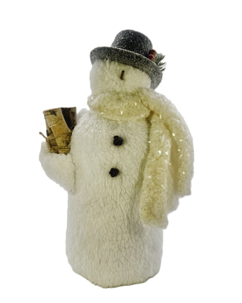 Frosty Snowman with White Hat - Medium, White Sherpa Fur