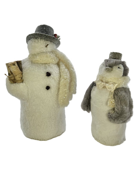 Frosty Snowman with White Hat - Medium, White Sherpa Fur