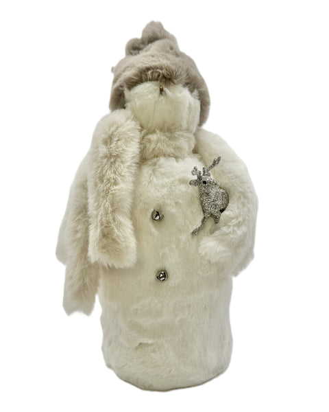 Frosty Snowman with Gift - Large, Ivory Fur