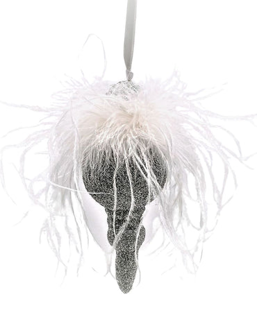 Finial Ornament - Silver and Ostrich Feathers