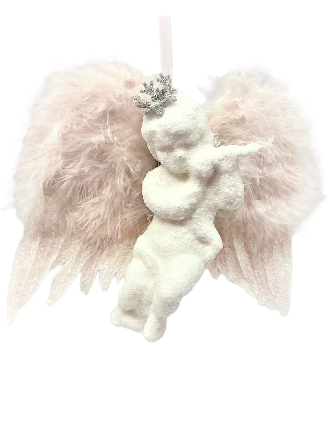 Angel Wings Ornament - Pink and Silver
