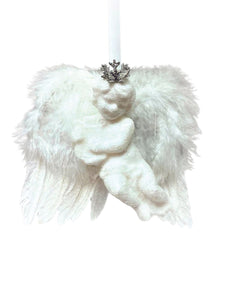 Angel Wings Ornament - White and Silver