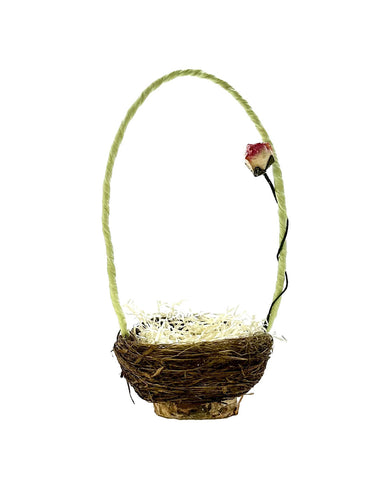 Handled Nest Basket with Flower - Mint