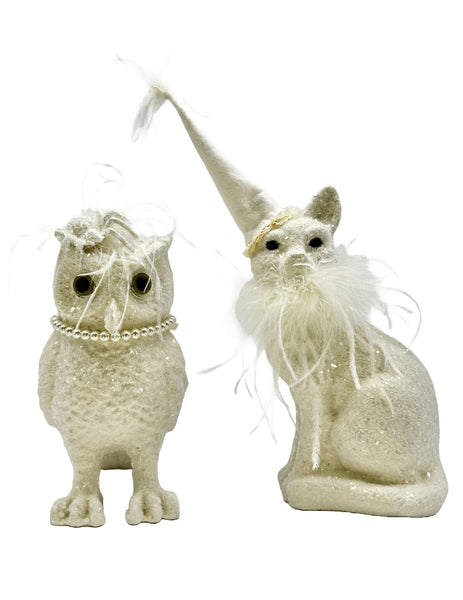 Elvira Cat with Ostrich Feathers - Cream