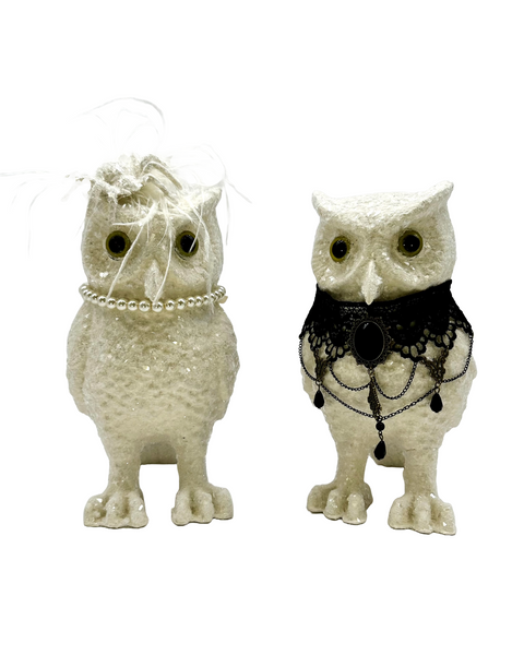 Adele Owl with Ostrich Feathers - Cream