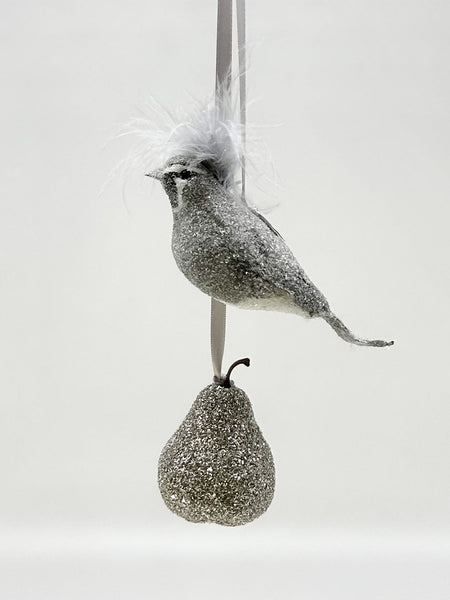 Partridge and Pear Ornament - Silver